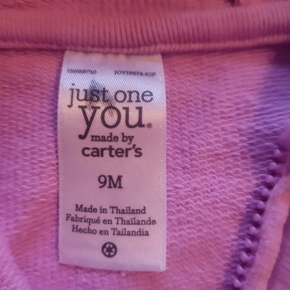 Carter's full Zip purple butterfly hoodie size 9 months